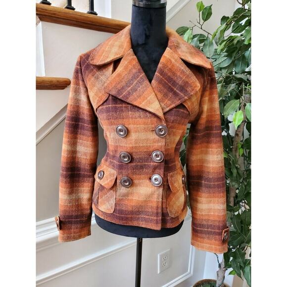 Dollhouse Women's Multicolor Polyester Long Sleeve Double Breasted Pea Coat M - Picture 1 of 11